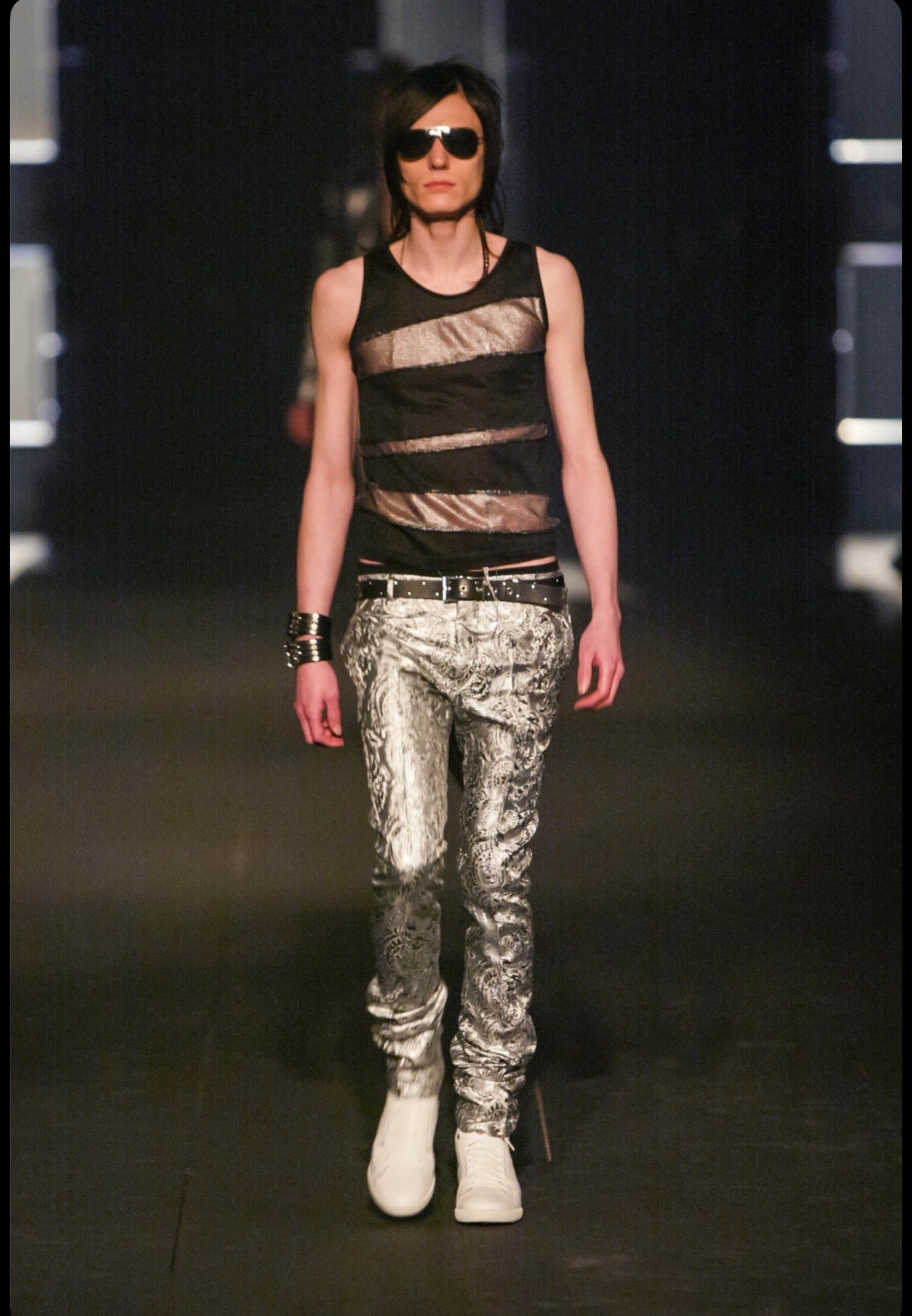 Dior Homme SS04 Strip Runway Mesh Tank