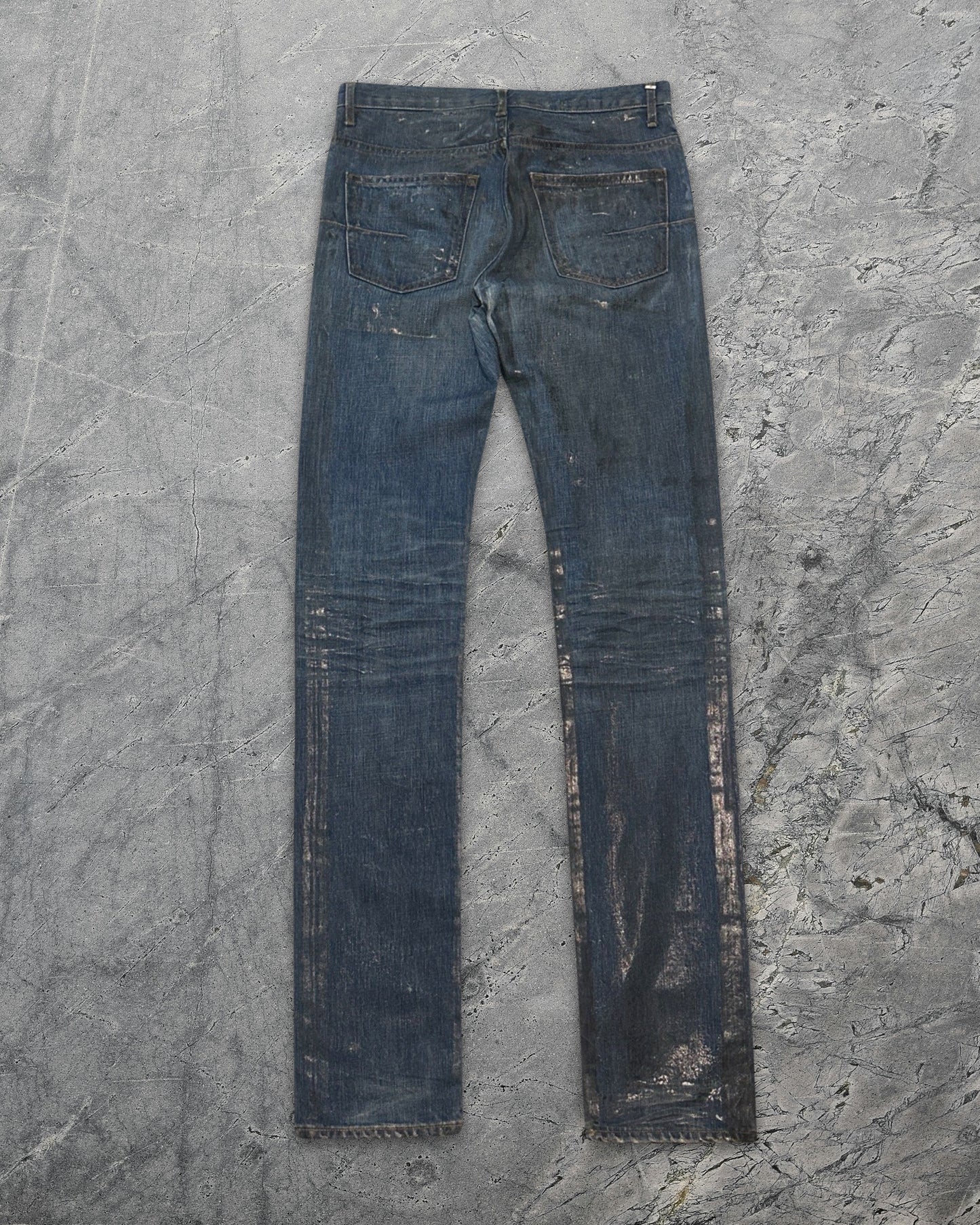 Dior Homme 2006 Waxed Blue Clawmark Denim Hedi Slimane