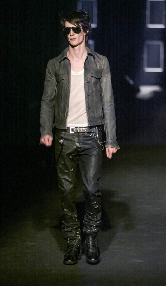 Dior Homme SS04 Runway Strip Mesh Shirt