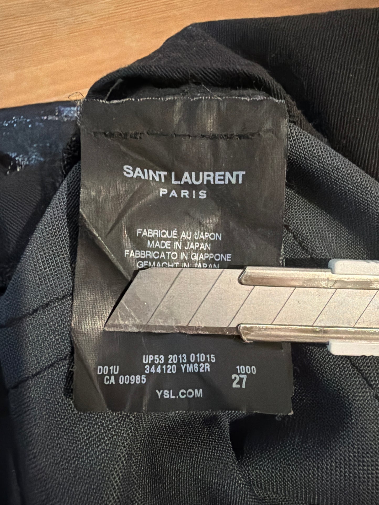 Saint Laurent SS14 Runway Faux Leather D05 Shiny Denim