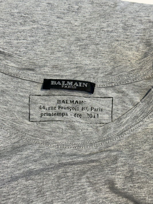Balmain SS11 Distressed Grey Tee
