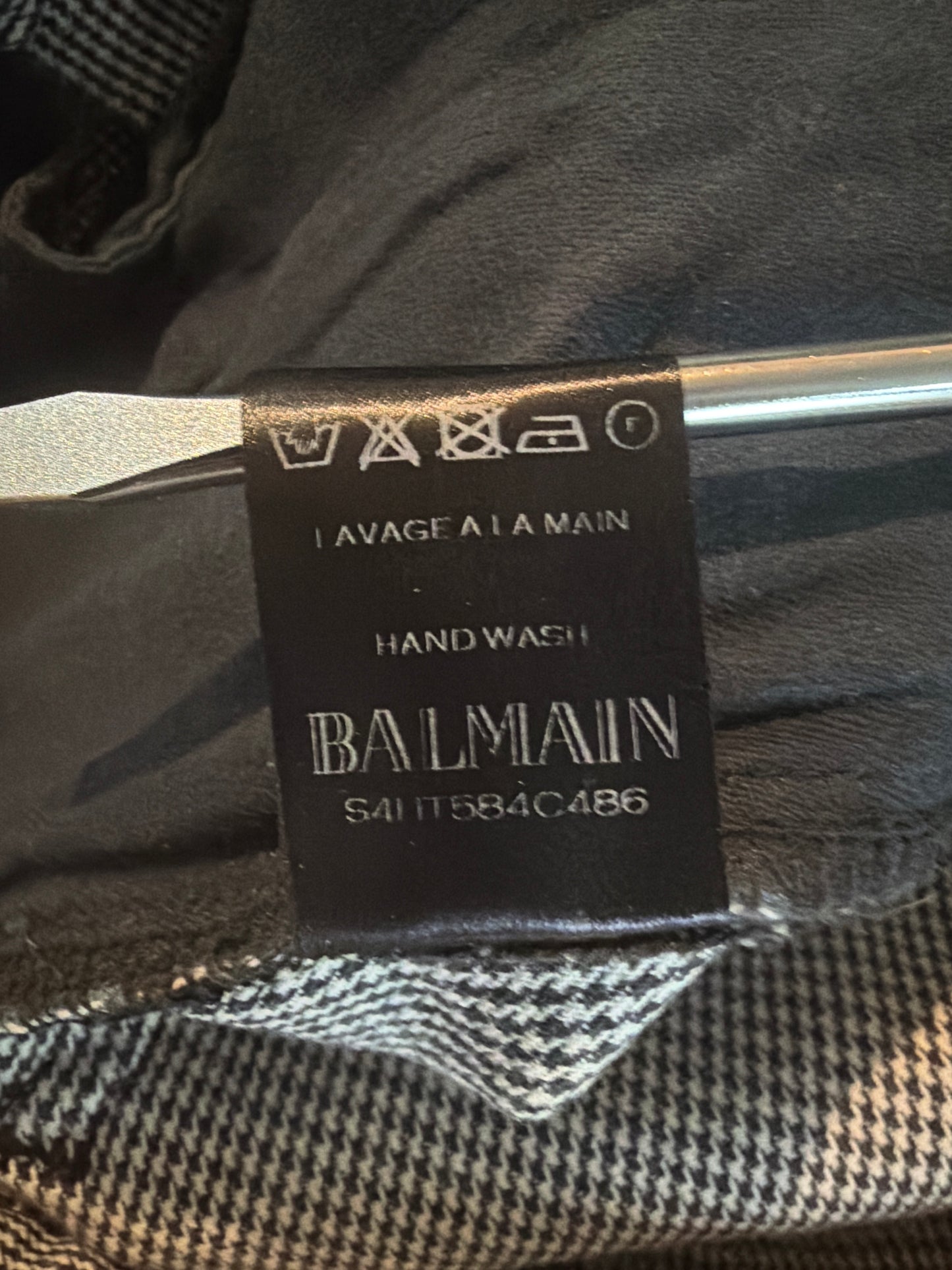Balmain SS14 Houndstooth Biker Denim
