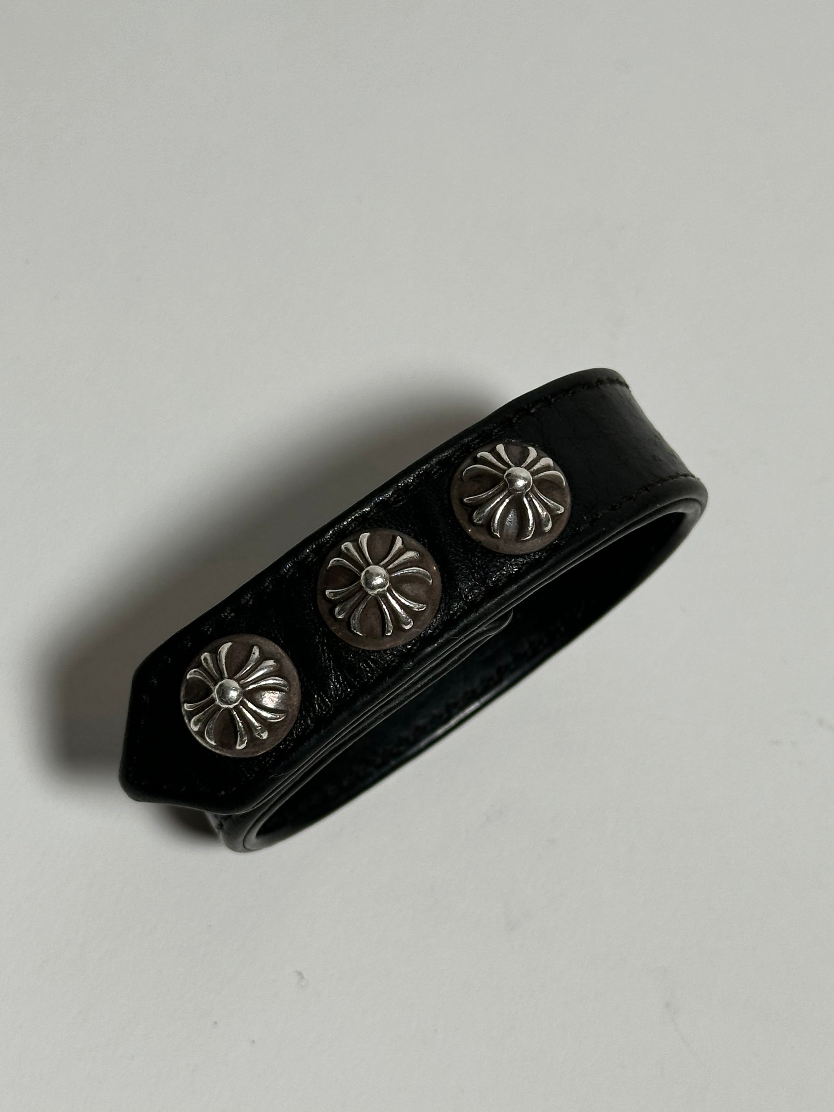 Chrome Hearts Leather Ball Stud 3 Snap Bracelet