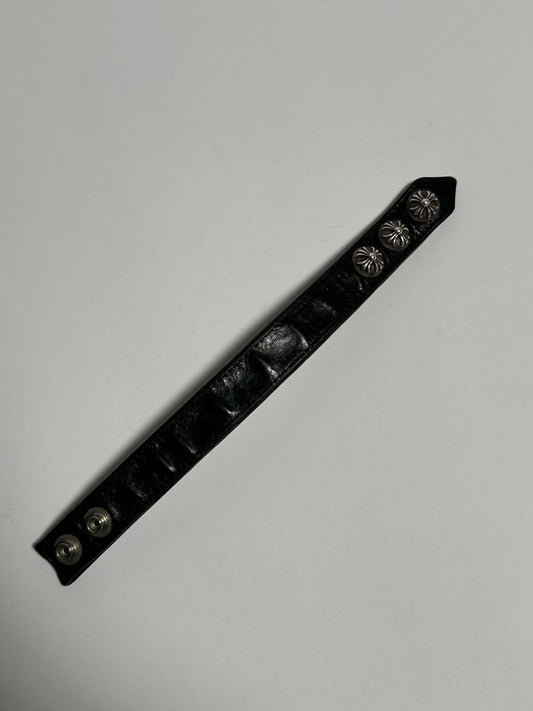 Chrome Hearts Leather Ball Stud 3 Snap Bracelet
