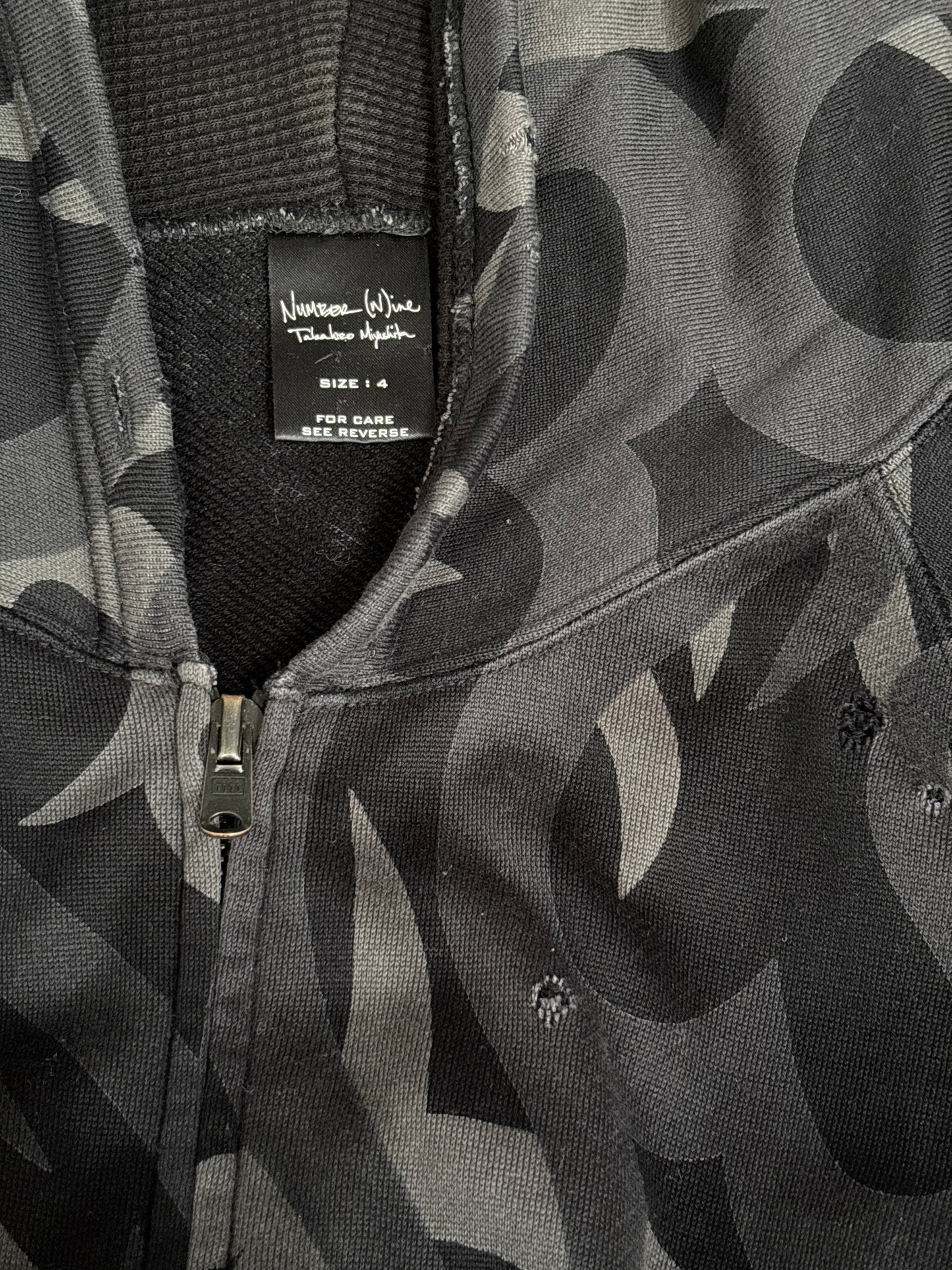 Number (N)ine AW04 Black Tribal Zip Up Hoodie