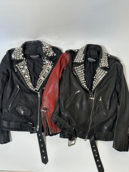 Balmain SS11 Studded Crystal Biker Jacket
