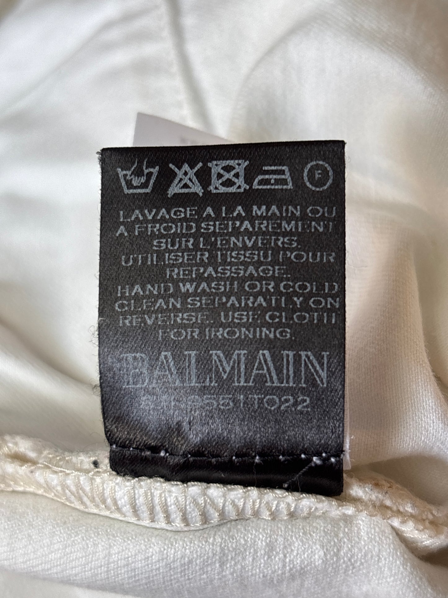 Balmain SS14 Contrast Stitch Distressed Biker Denim