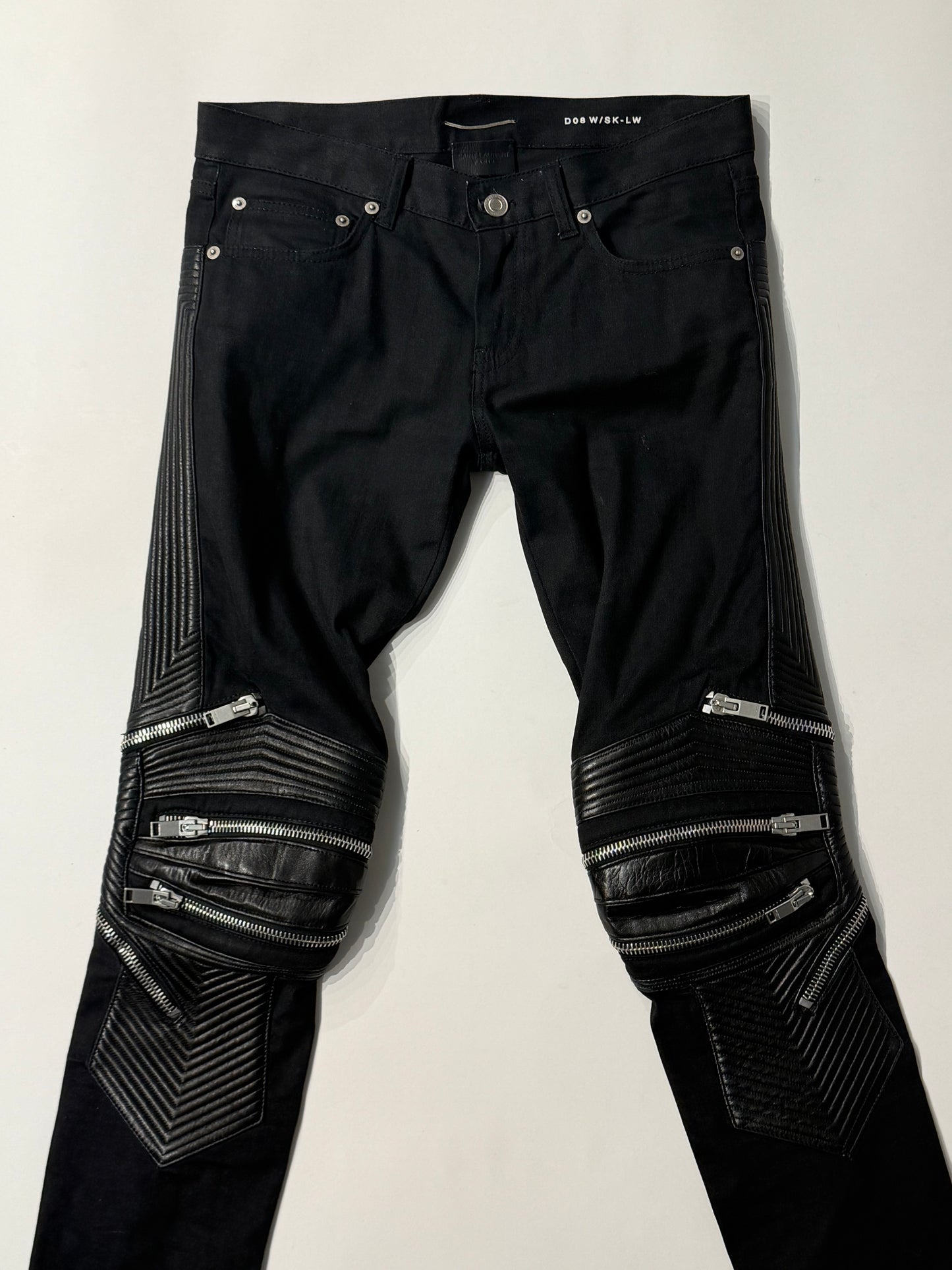 Saint Laurent Paris AW14 Leather Biker Denim