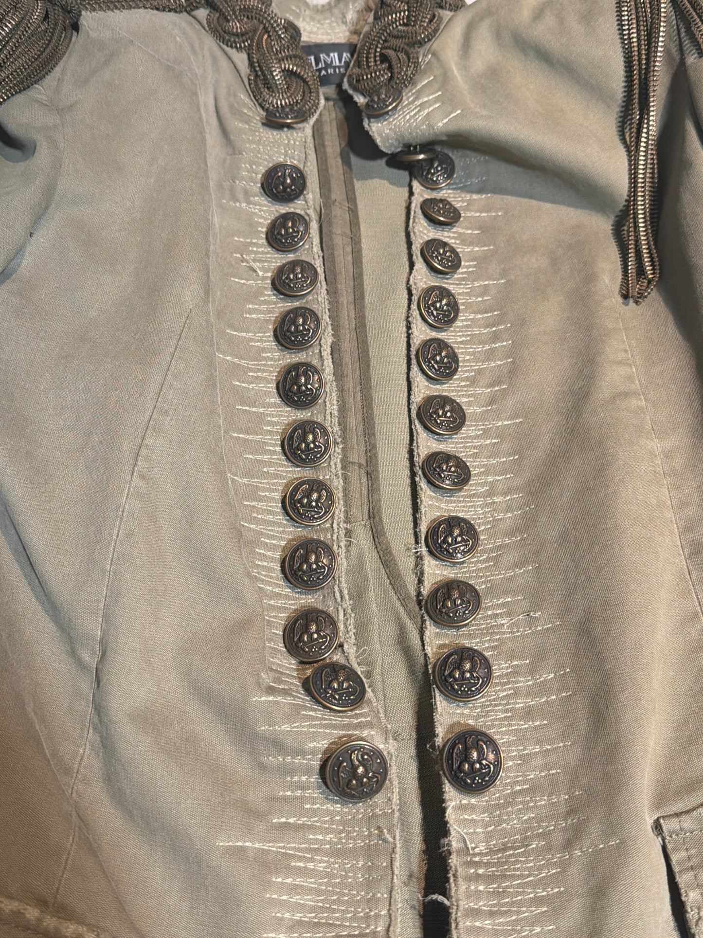 Balmain SS10 Runway Chain Epaulette Coat