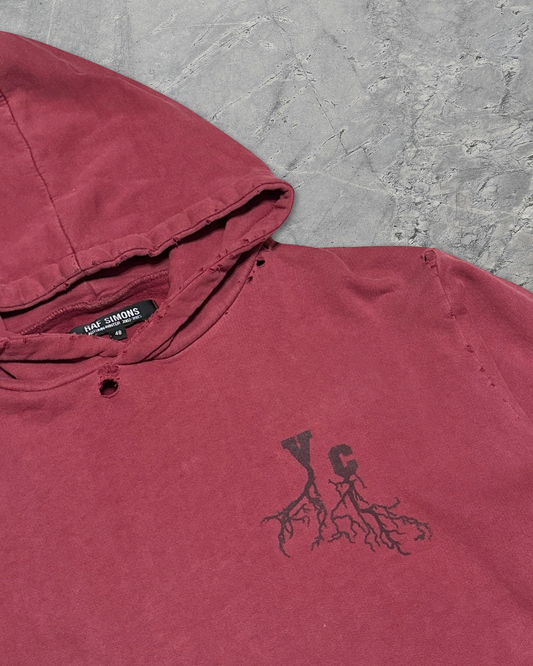 Raf Simons AW02 Virginia Creeper Distressed VC Roots Hoodie