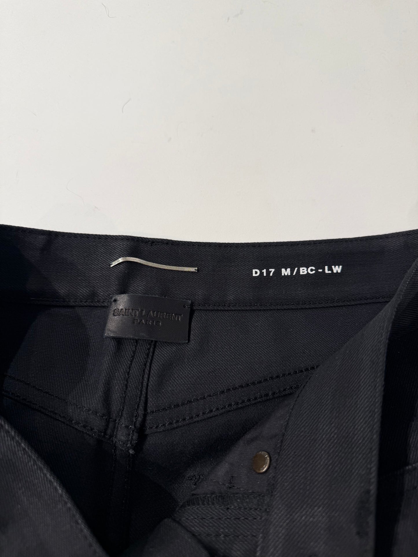 Saint Laurent Paris SS19 Waxed D17 Bootcut Denim