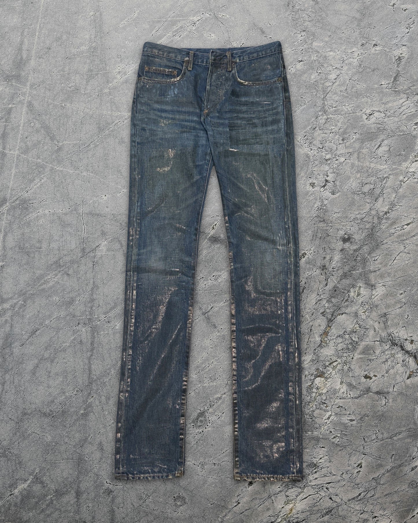 Dior Homme 2006 Waxed Blue Clawmark Denim Hedi Slimane