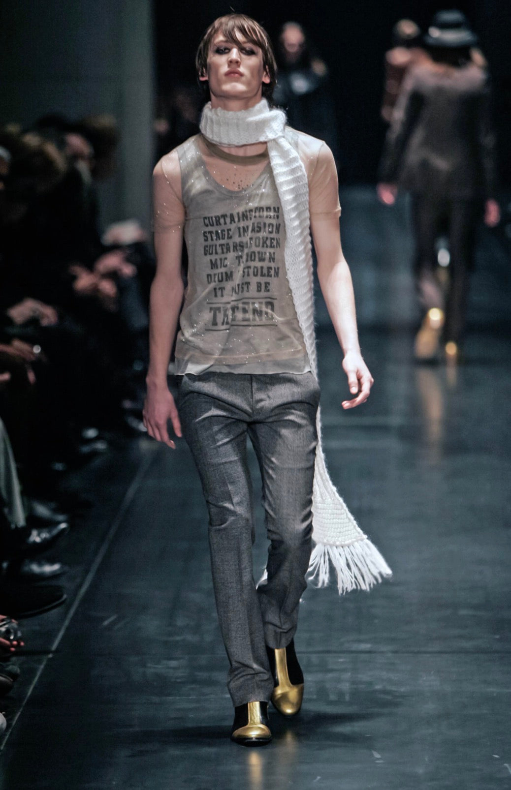 Dior Homme AW05 6.5 Heel Gold Runway Boots