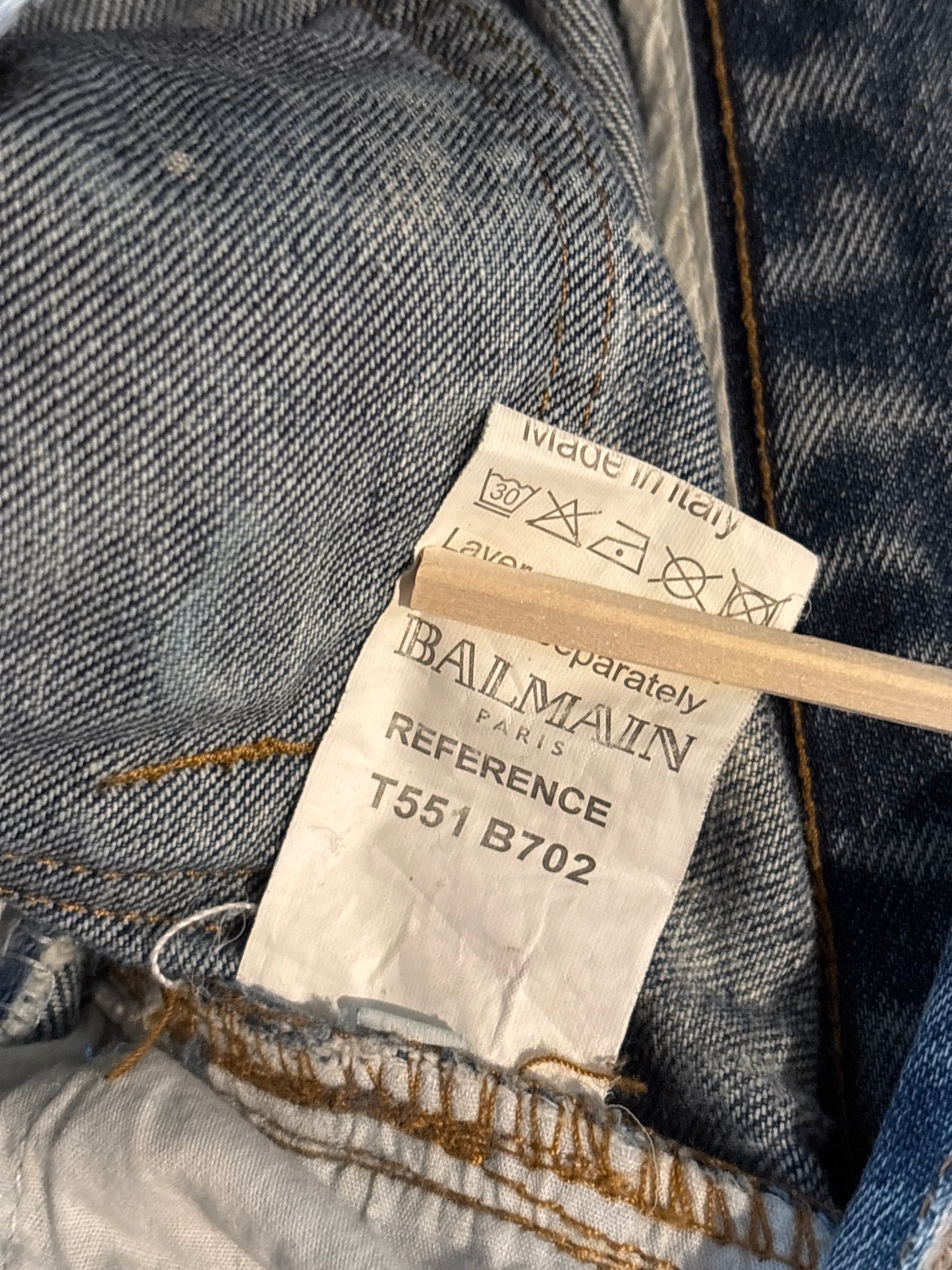 Balmain AW11 Mens 4 Zip Bleached Denim