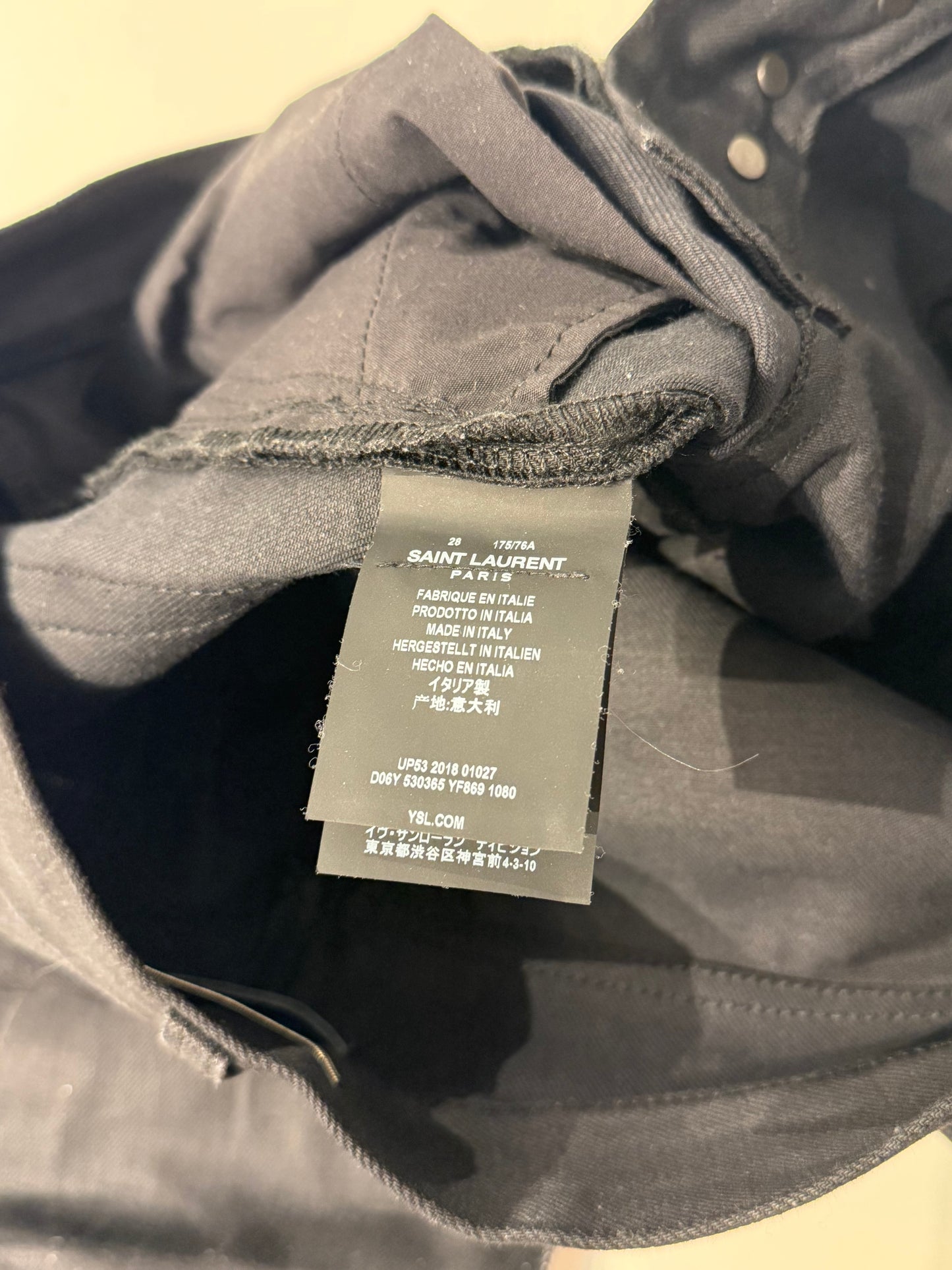 Saint Laurent Paris SS19 Waxed D17 Bootcut Denim