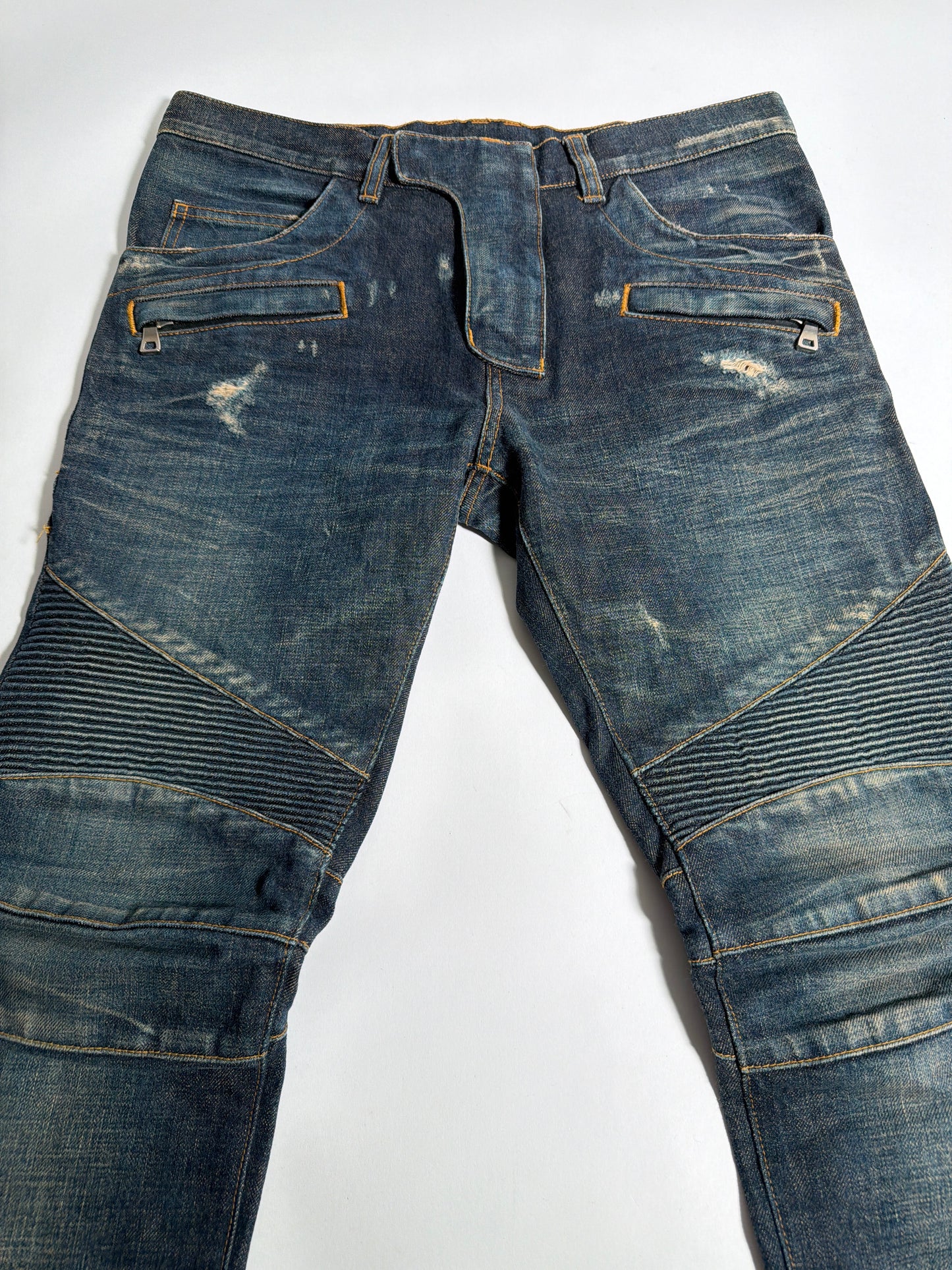 Balmain Decarnin Era Biker Denim