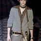 Gucci AW08 Runway Leather Trim Studded Cardigan