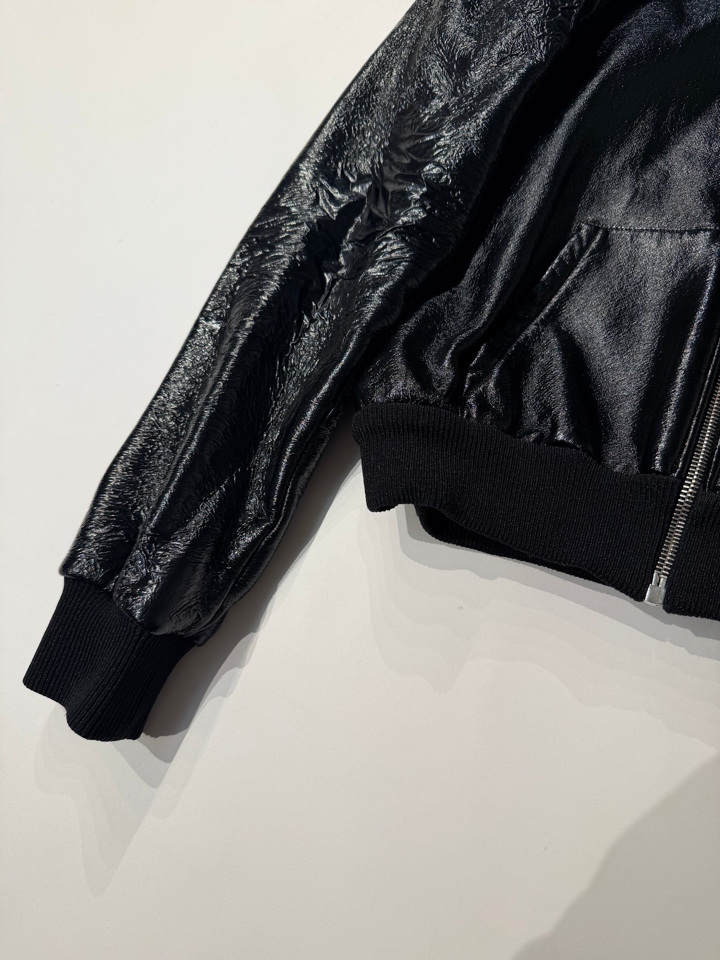 Saint Laurent Paris SS16 Coated Bomber Hoodie