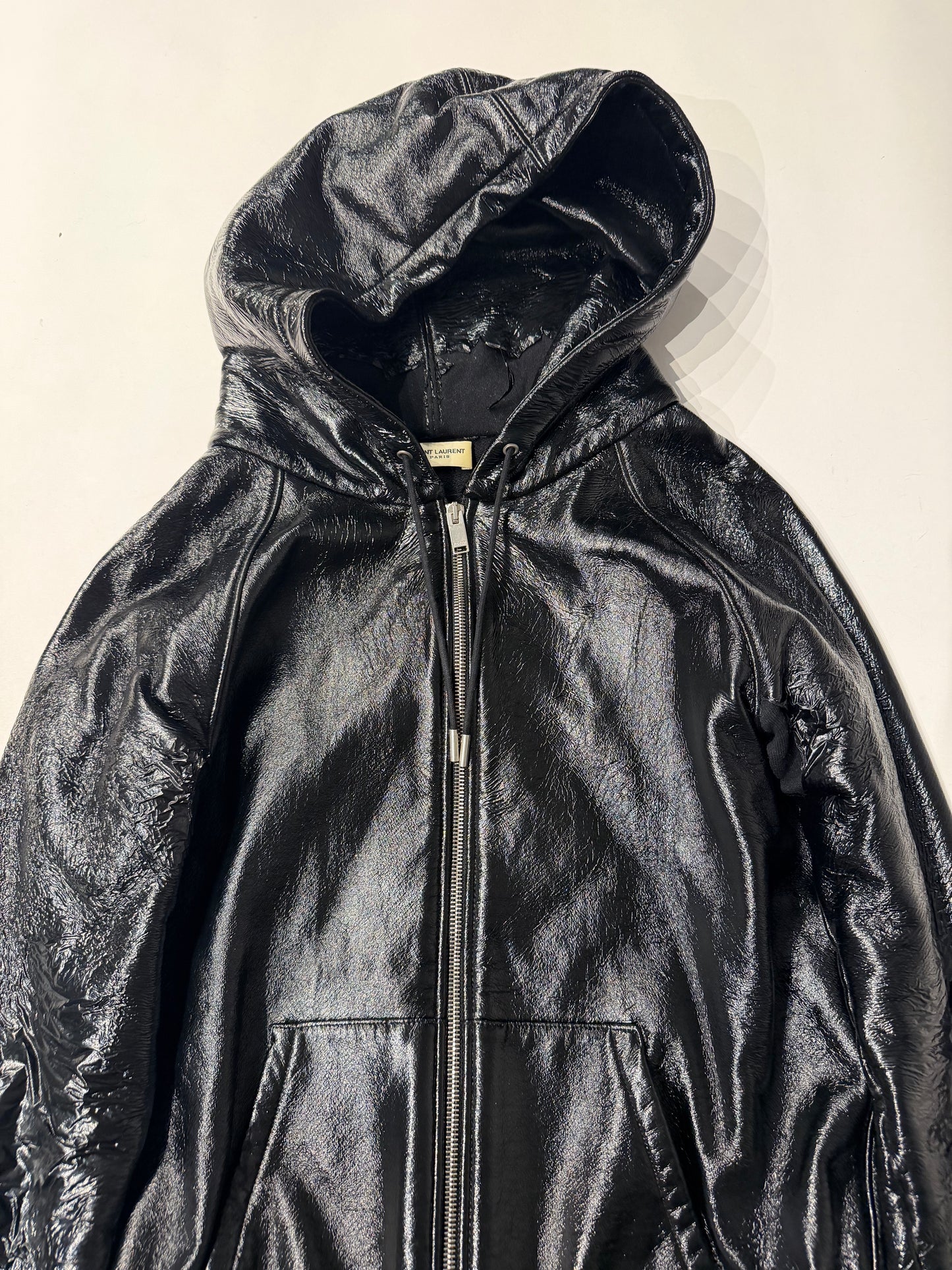 Saint Laurent Paris SS16 Coated Bomber Hoodie