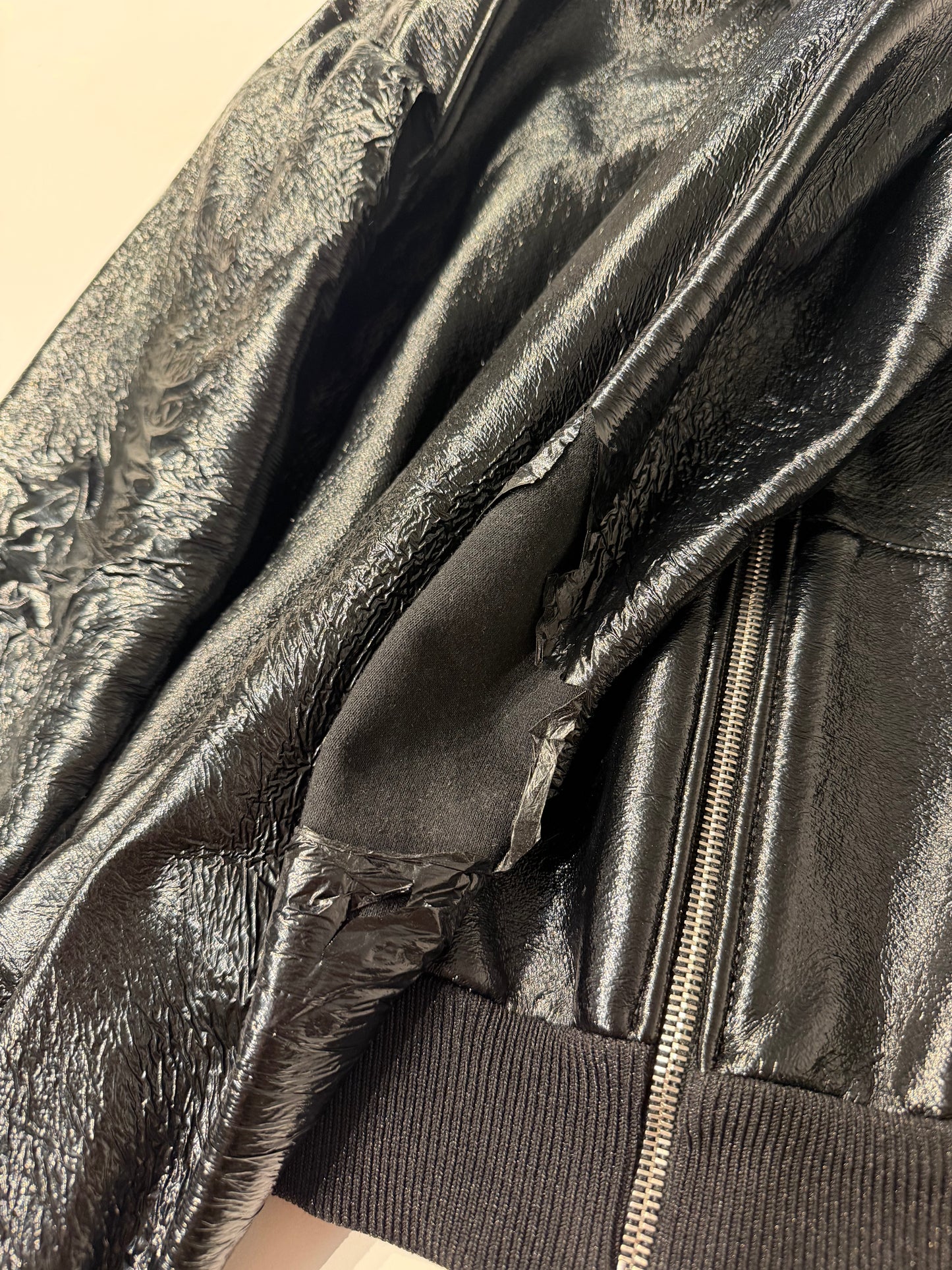 Saint Laurent Paris SS16 Coated Bomber Hoodie