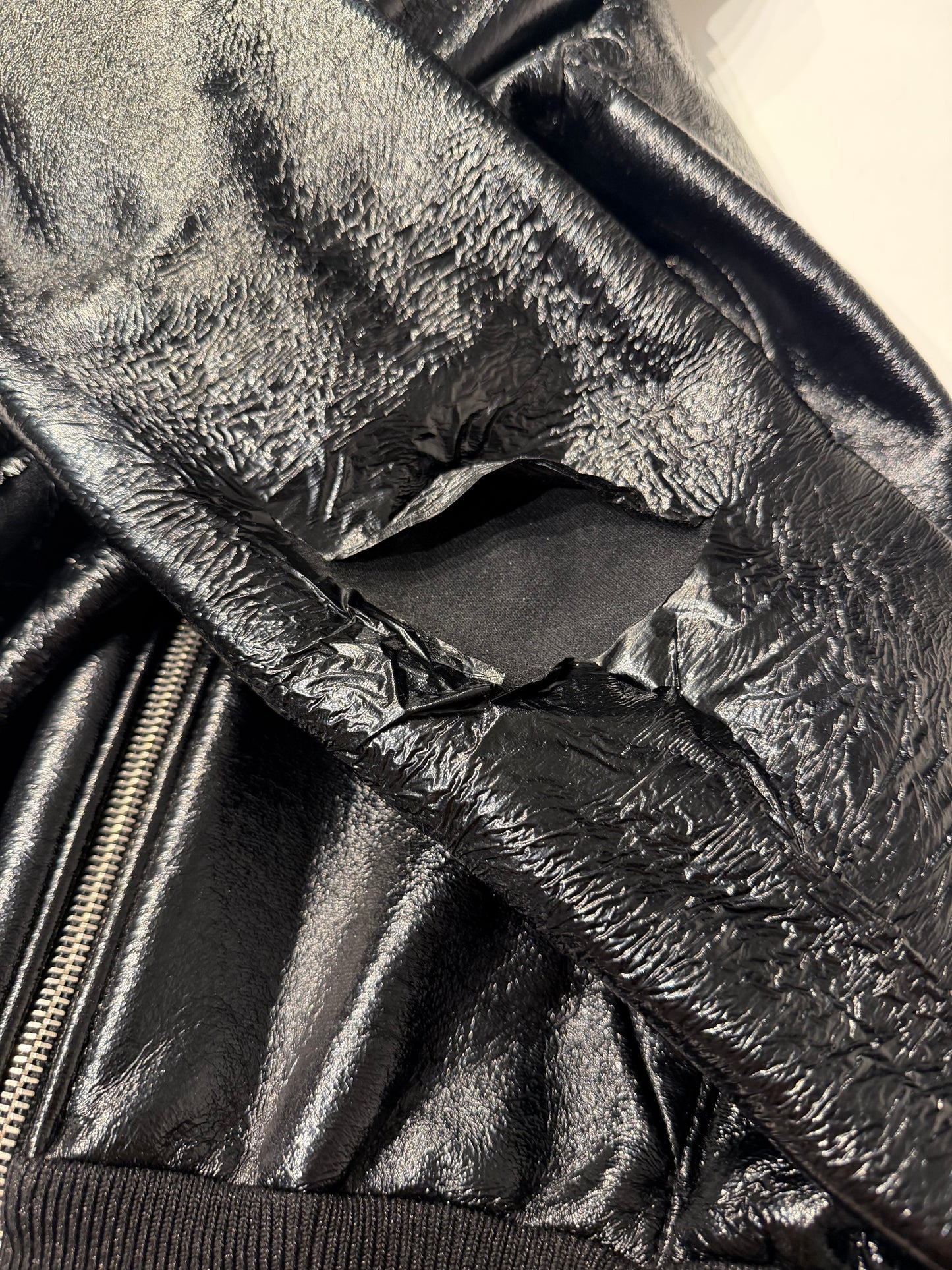 Saint Laurent Paris SS16 Coated Bomber Hoodie