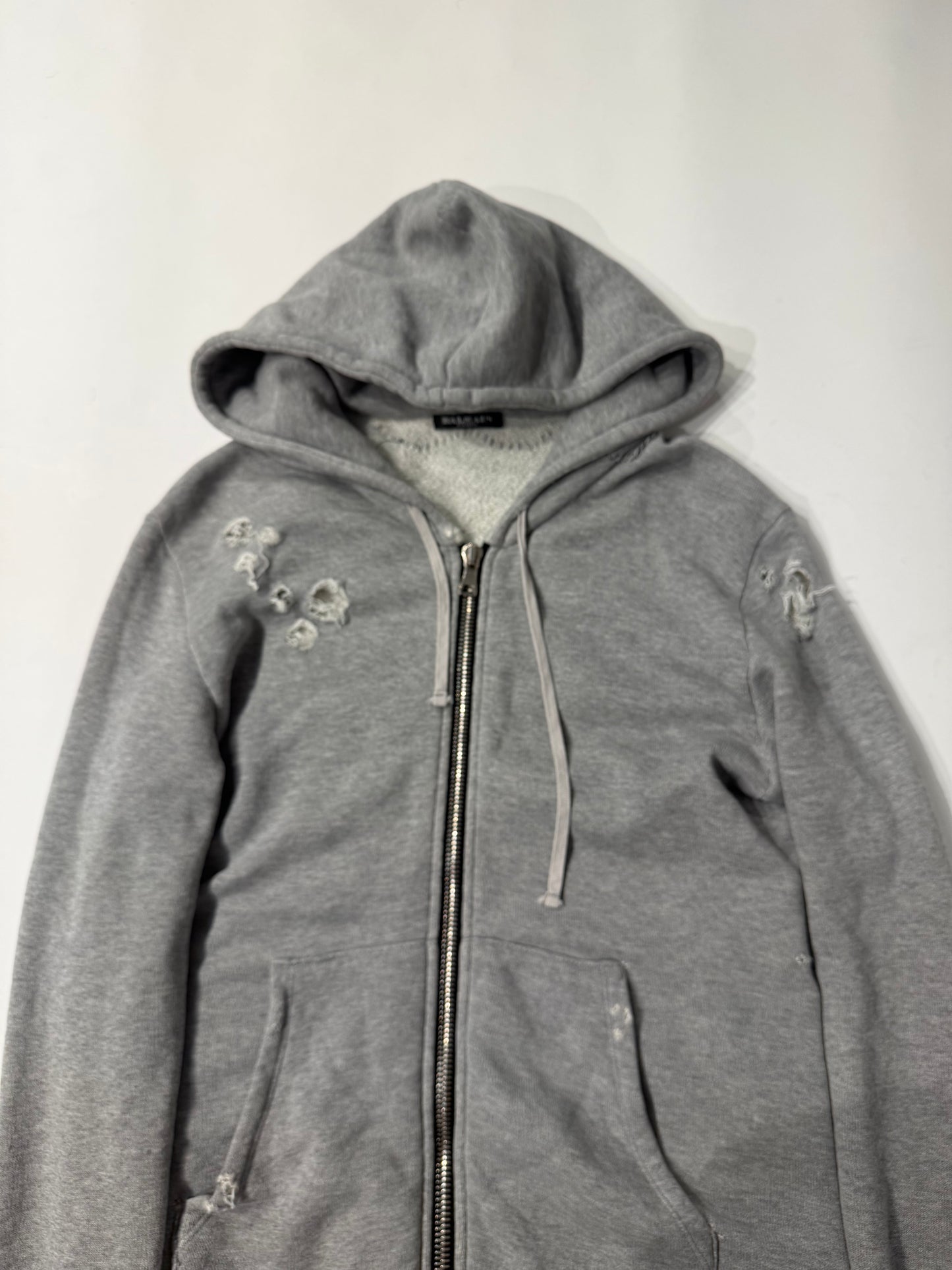 Balmain SS11 Patch Distressed Hoodie