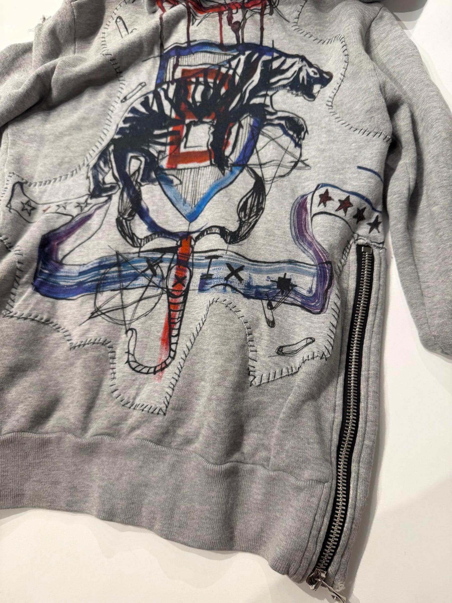 Balmain SS11 Patch Distressed Hoodie