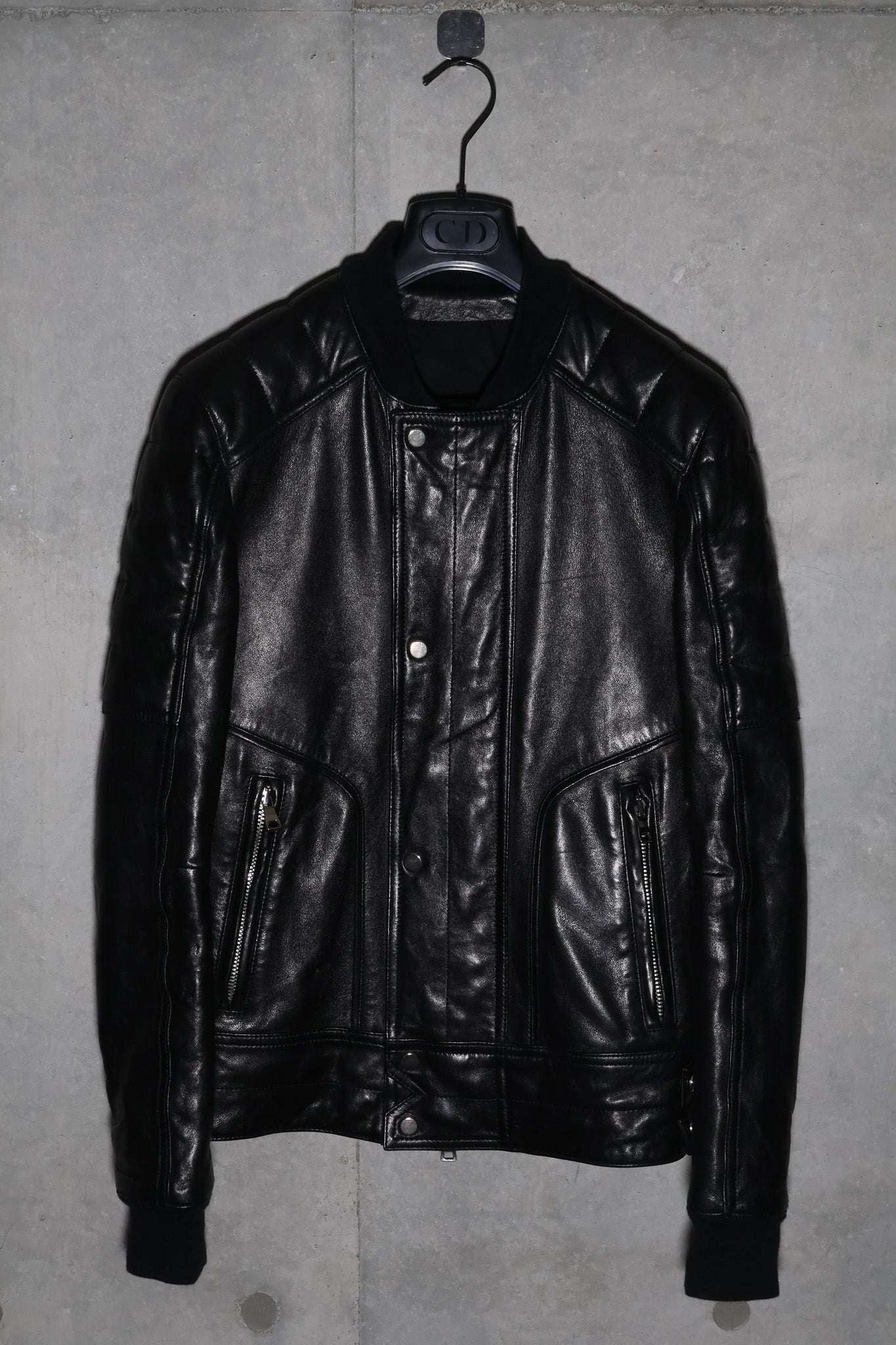 Balmain SS15 Padded Sleeve Leather Jacket
