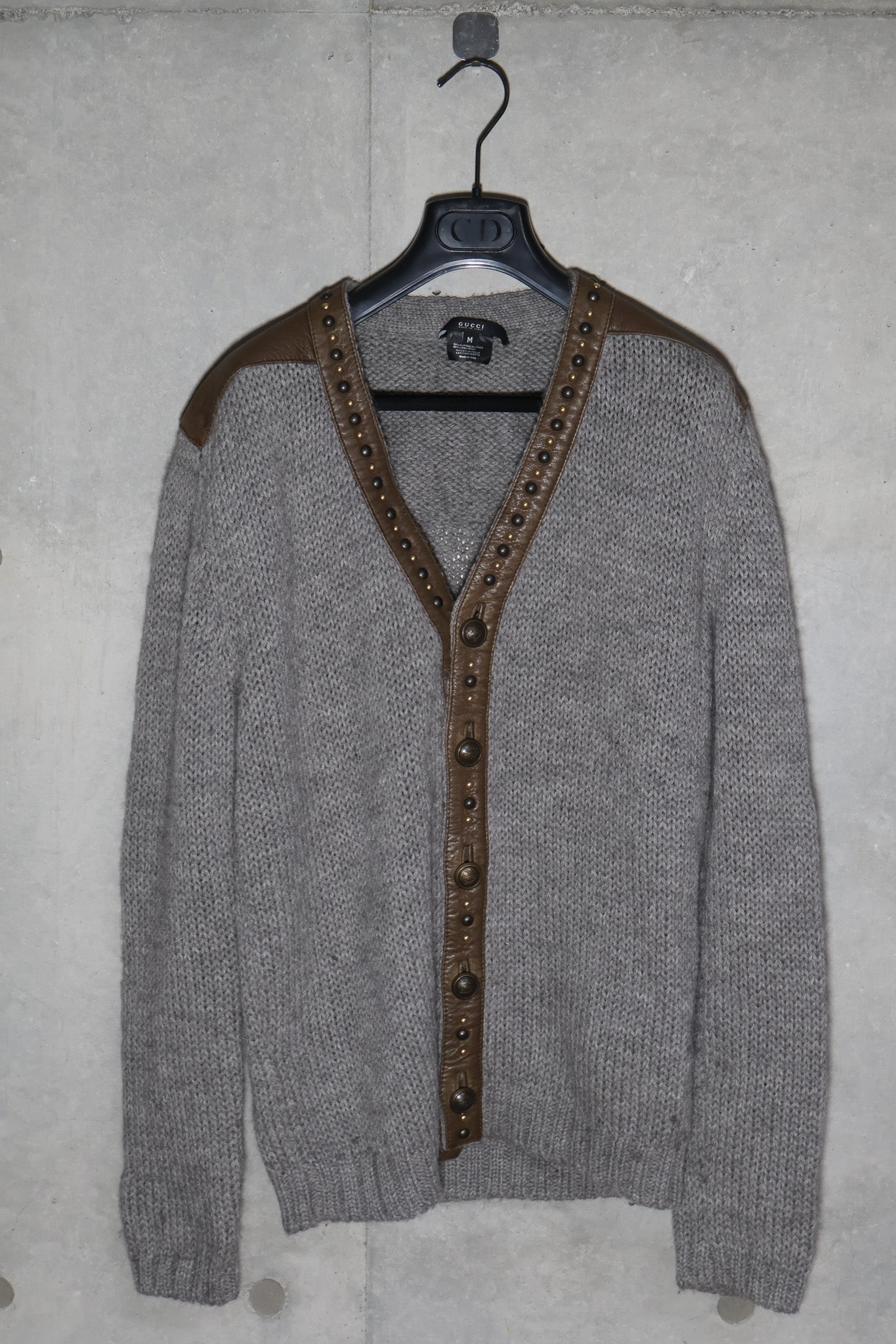 Gucci AW08 Runway Leather Trim Studded Cardigan