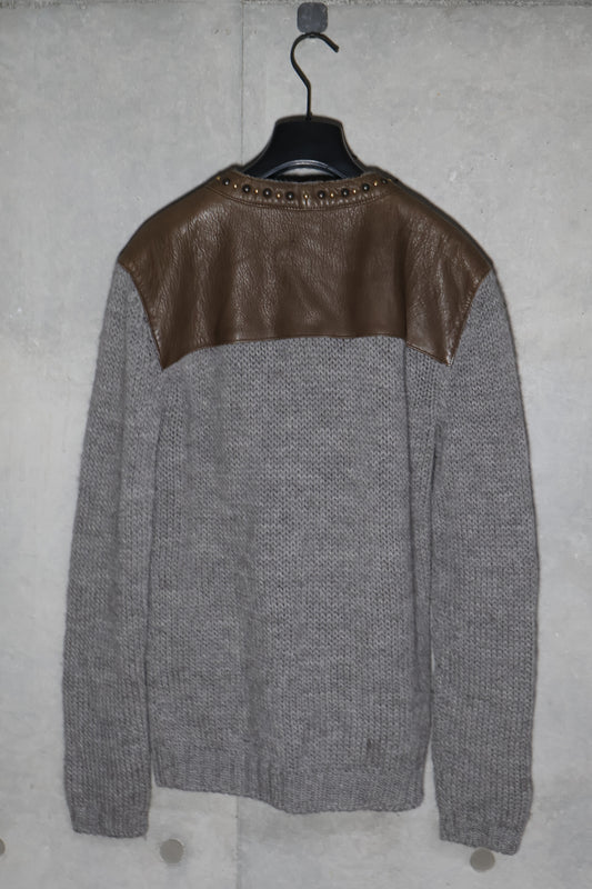 Gucci AW08 Runway Leather Trim Studded Cardigan
