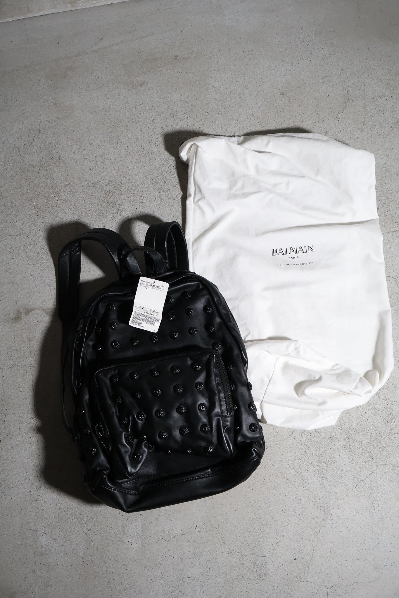 Balmain Button Studded Leather Backpack