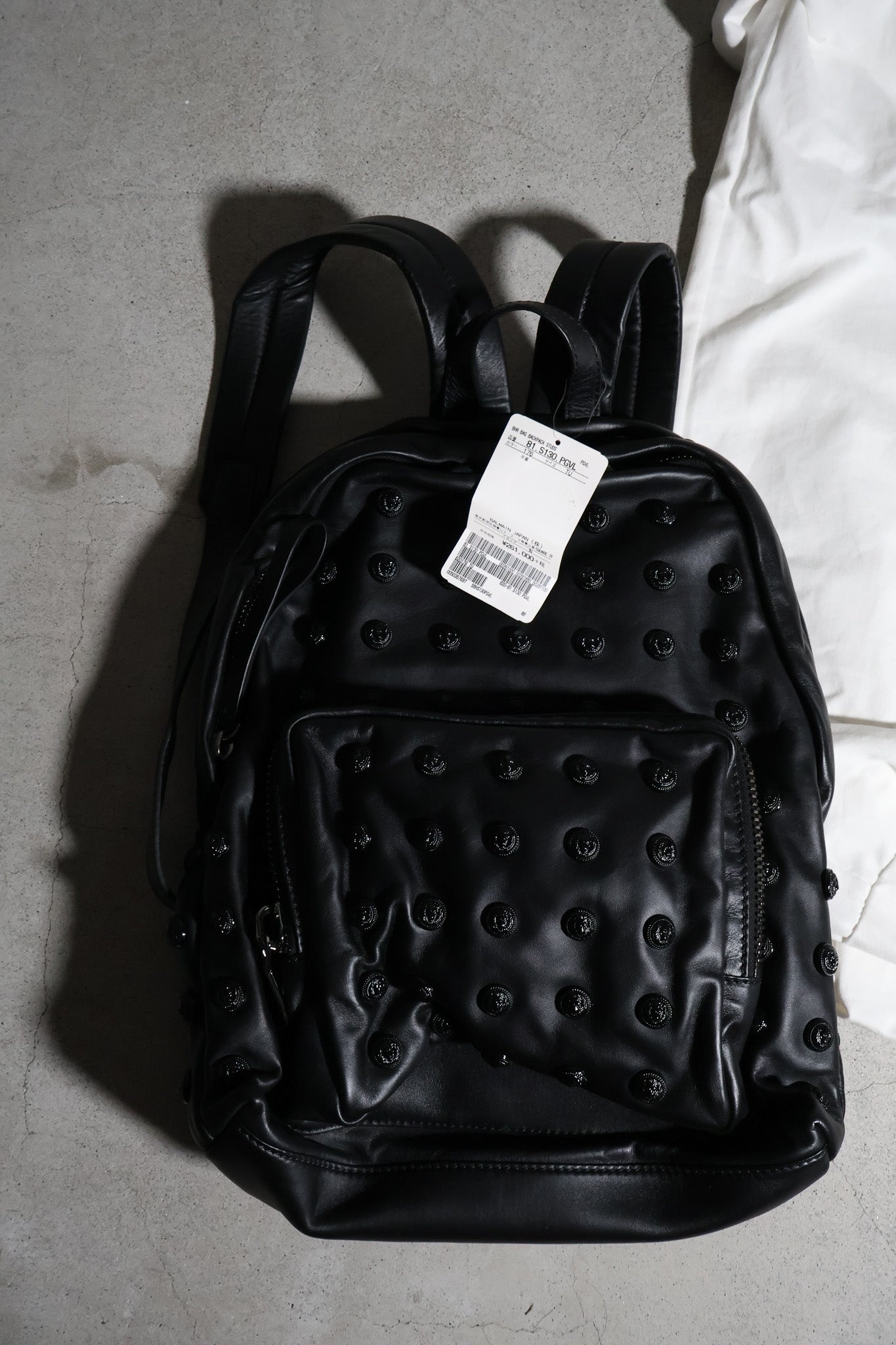 Balmain Button Studded Leather Backpack