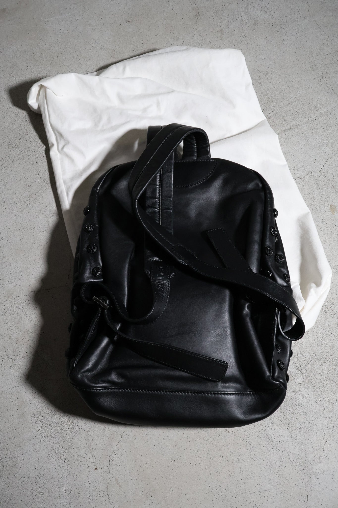 Balmain Button Studded Leather Backpack