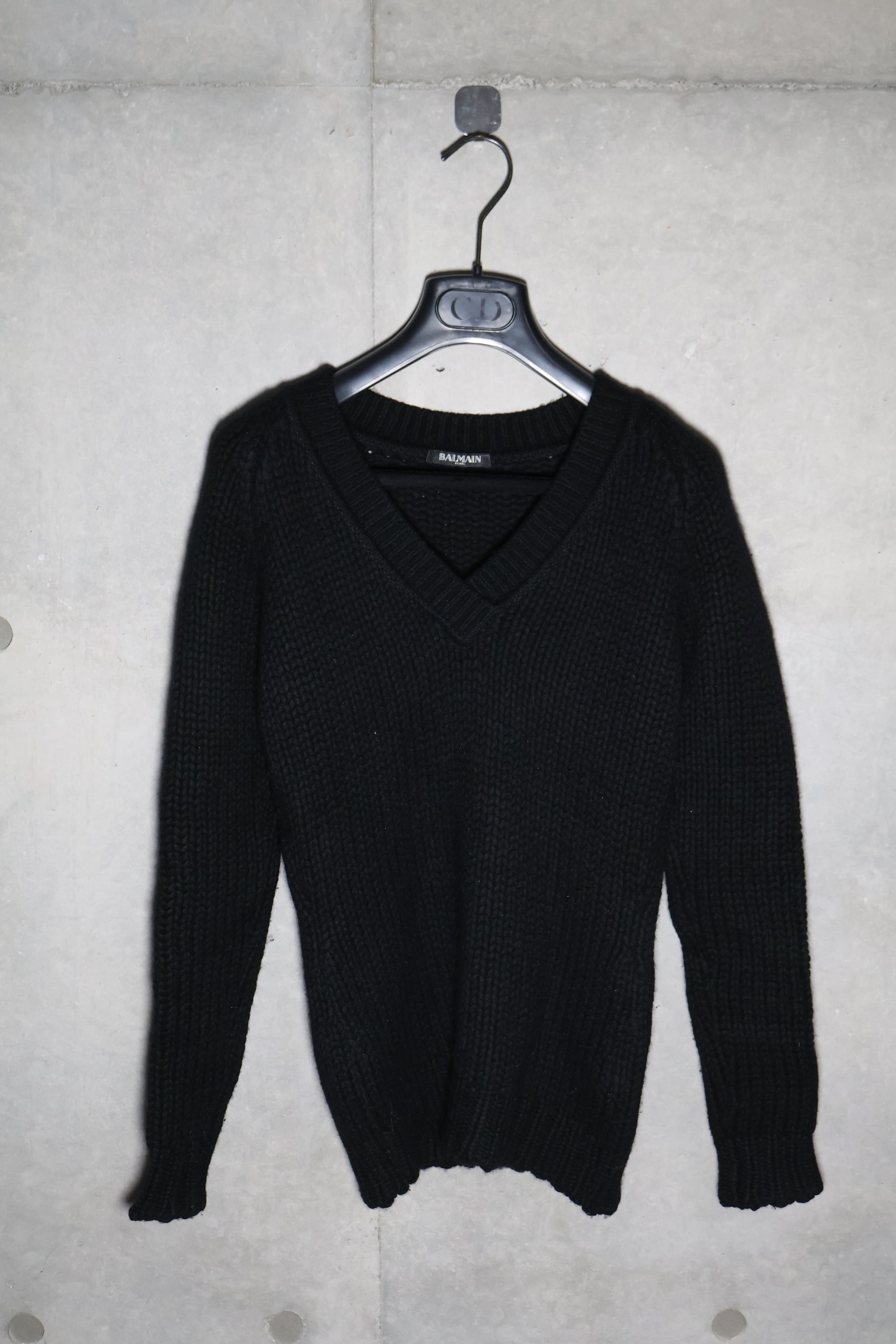 Balmain V-Neck Chunky Knit Sweater