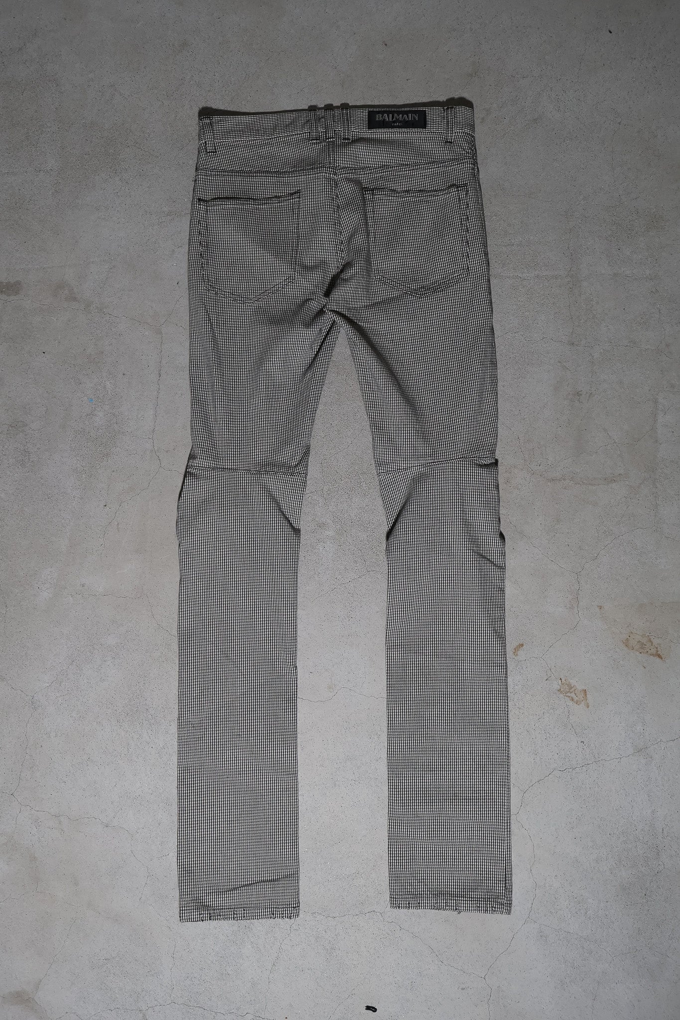 Balmain SS14 Houndstooth Biker Denim