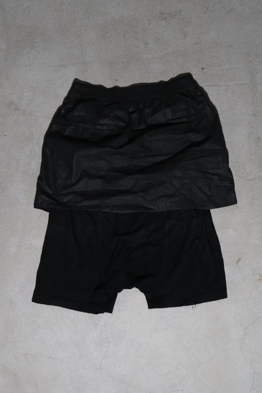 Rick Owens SS15 Waxed Kilt Pod Shorts