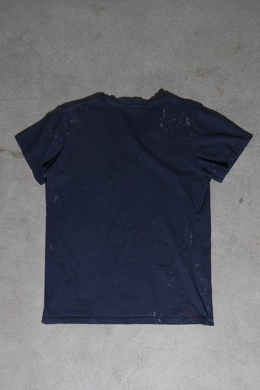 Balmain SS10 Distressed Paint Splatter V Neck Shirt