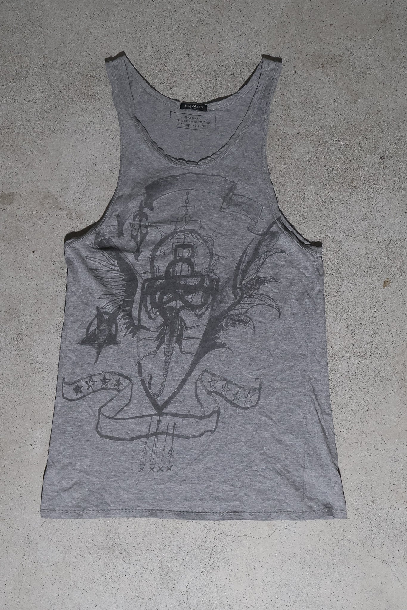 Balmain SS11 Emblem Print Tank Top