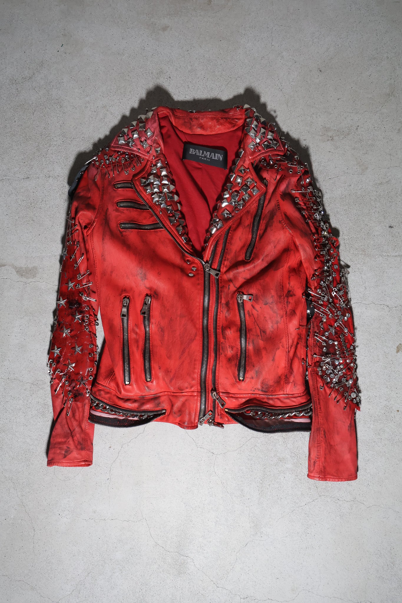 Balmain SS11 Runway Safety Pin Armored Leather Jacket