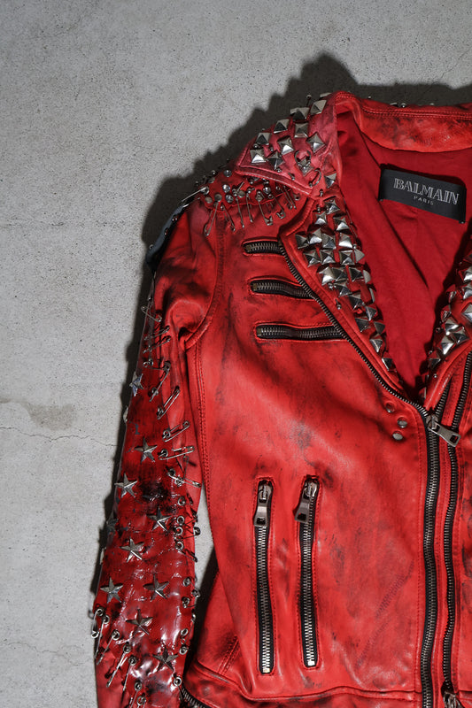 Balmain SS11 Runway Safety Pin Armored Leather Jacket