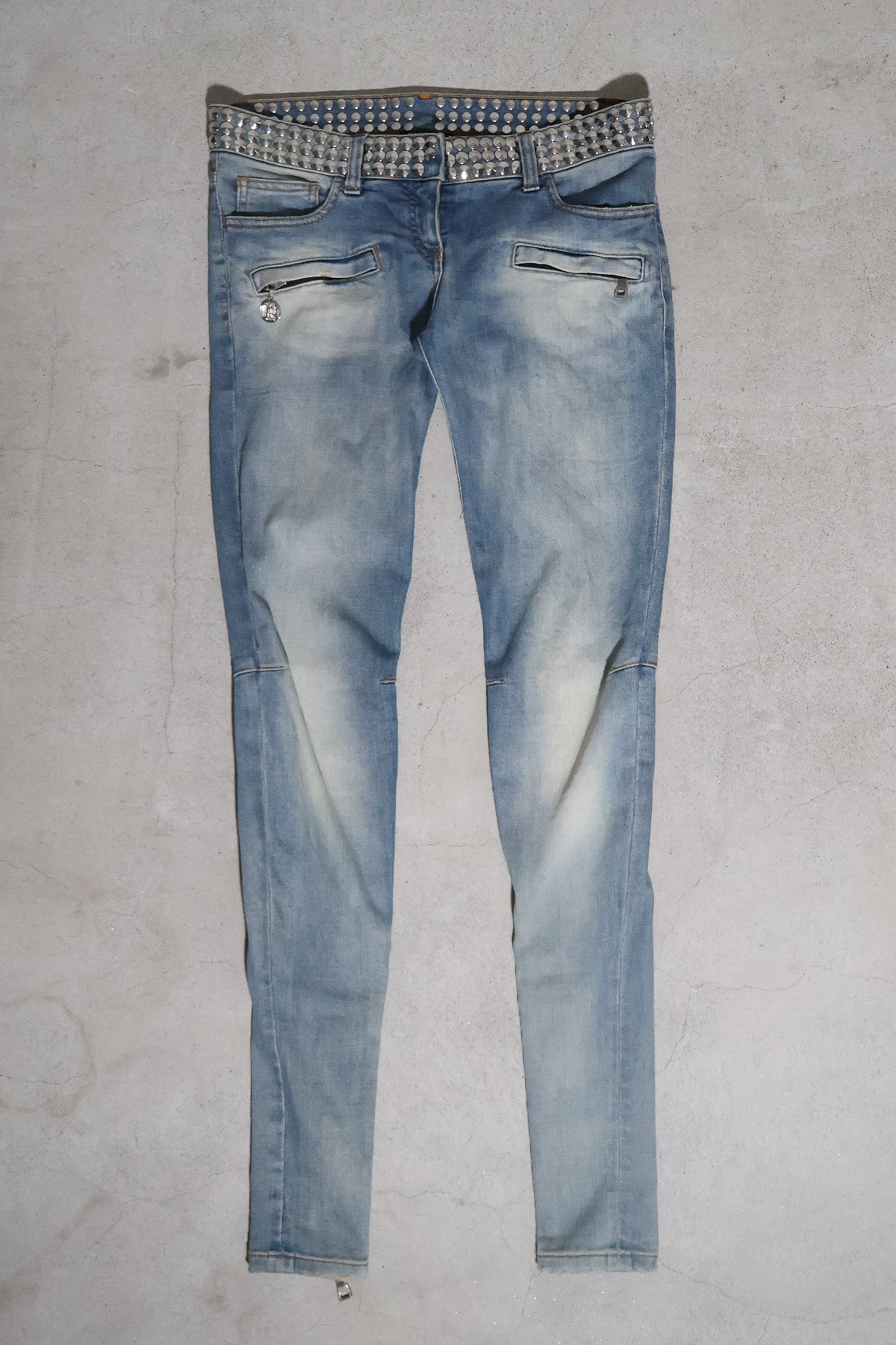 Balmain SS11 Studded Waistband Eagle Coin Denim