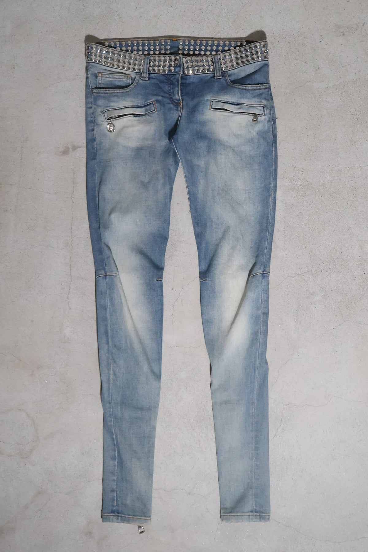 Balmain SS11 Studded Waistband Eagle Coin Denim