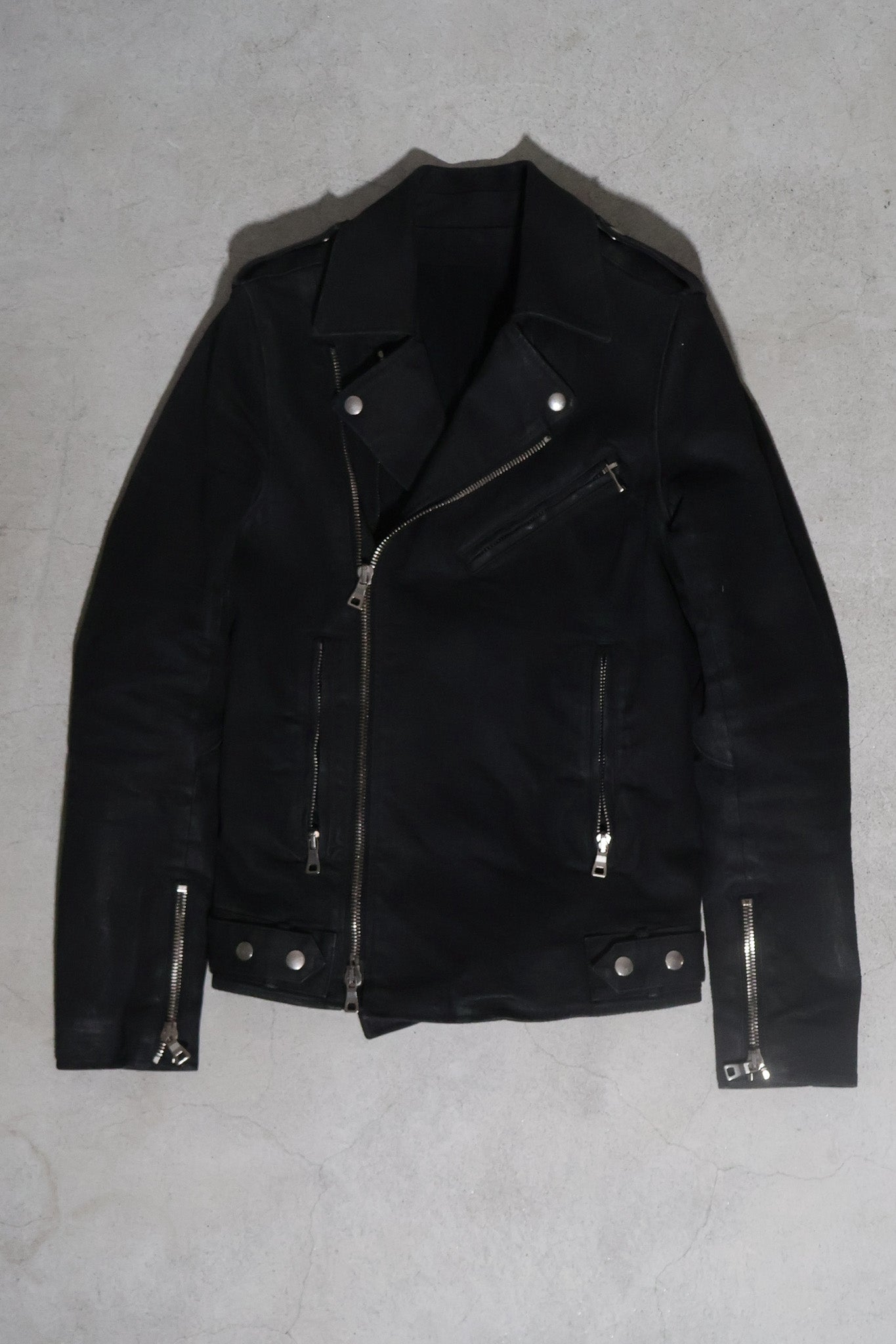 Balmain SS15 Waxed Biker Jacket