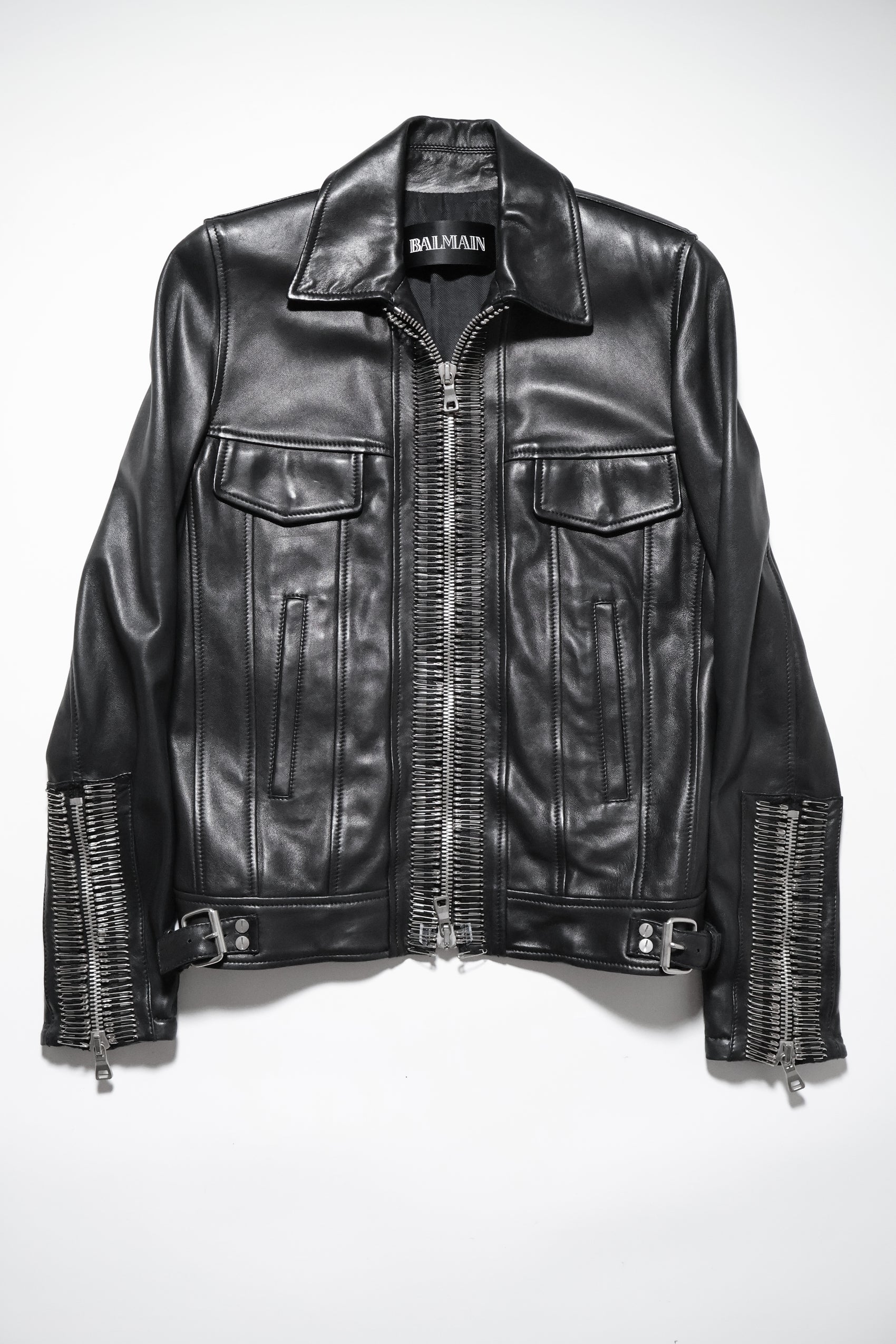 Balmain SS11 Leather Safety Pin Jacket