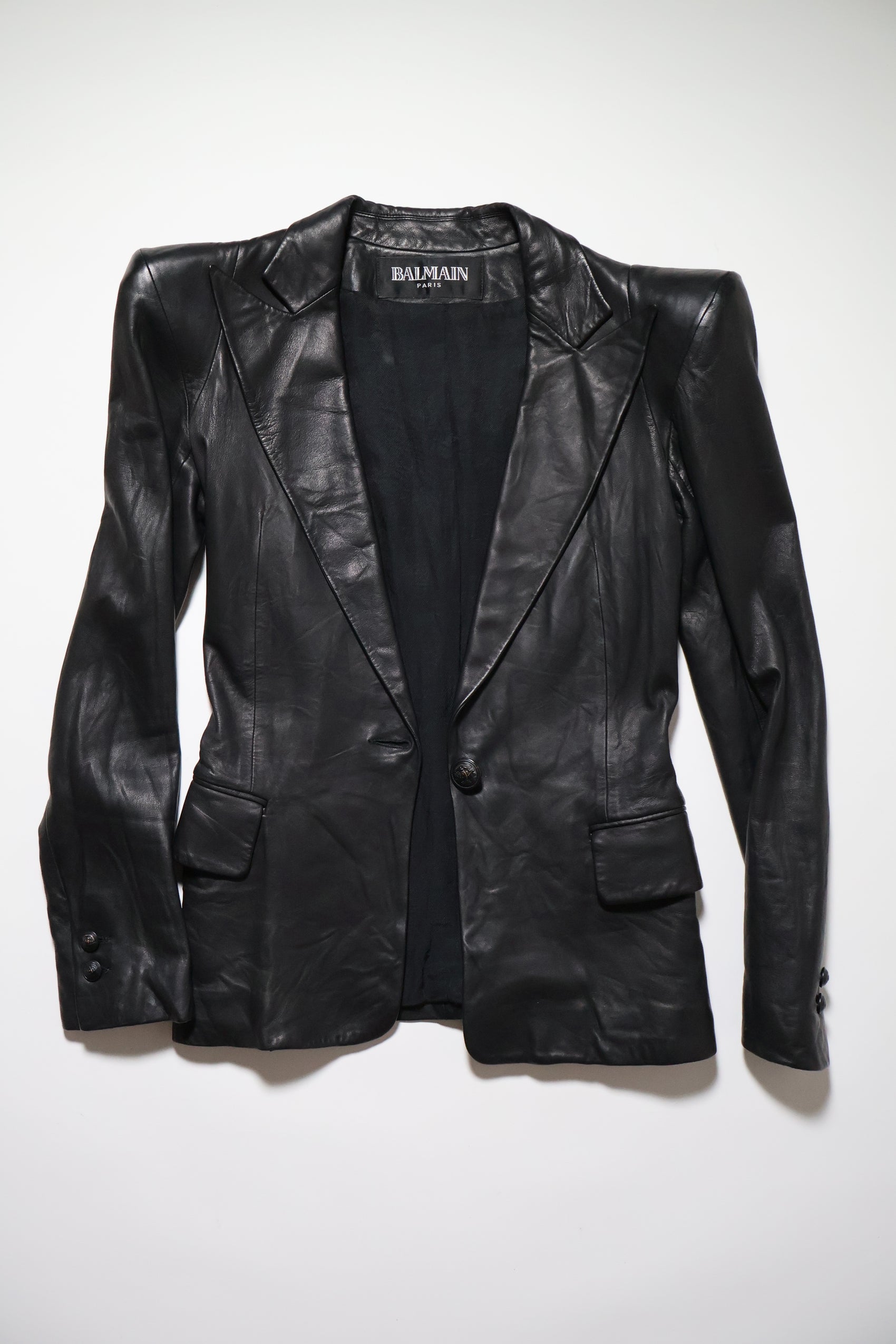 Balmain AW09 Shoulder Pad Leather Blazer