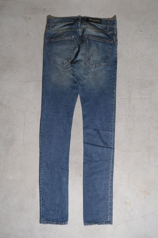 Balmain SS10  Wire Zip Biker Jeans