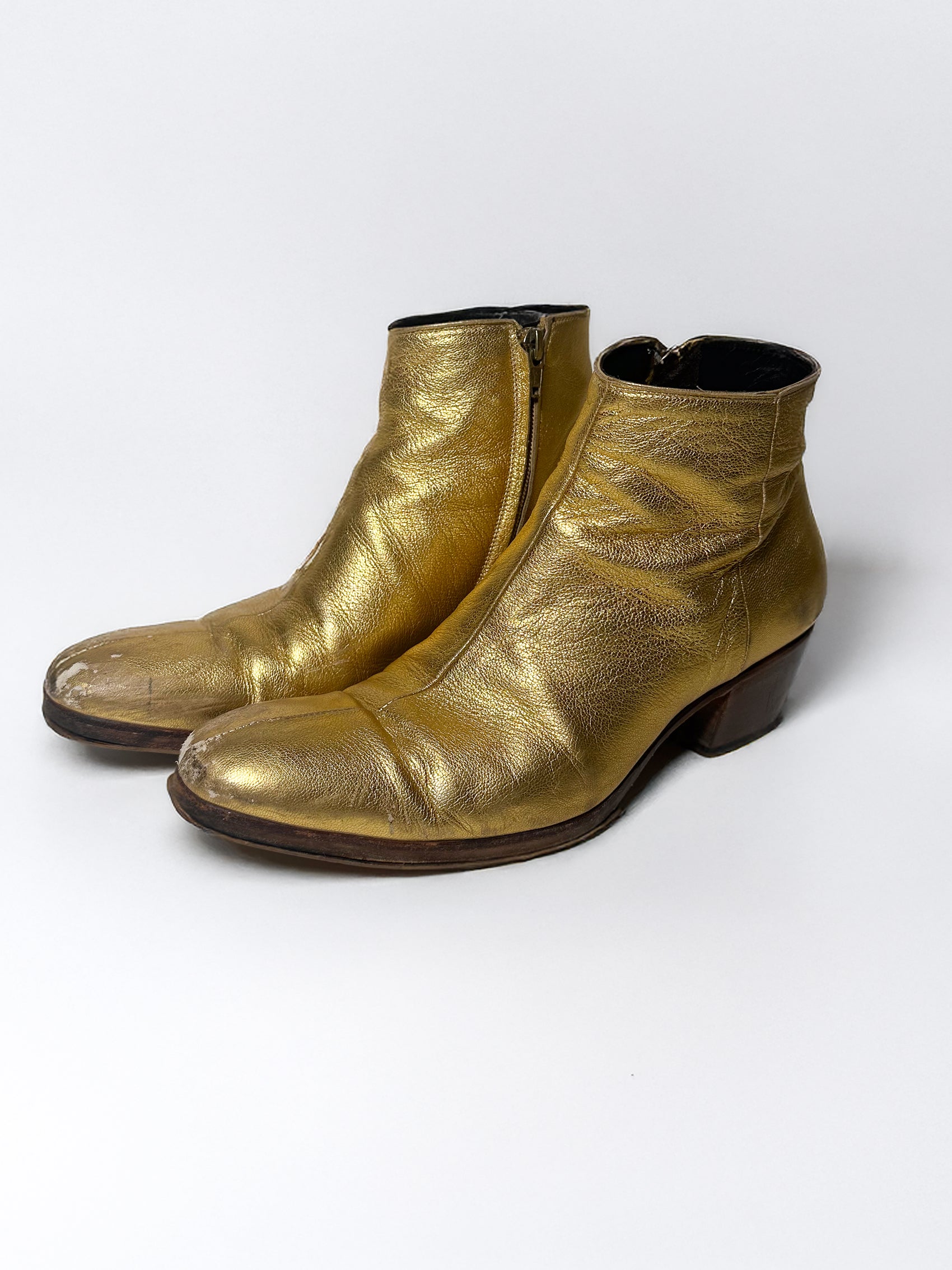 Dior Homme AW05 6.5 Gold Cuban Heel Boots