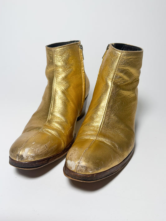 Dior Homme AW05 6.5 Gold Cuban Heel Boots