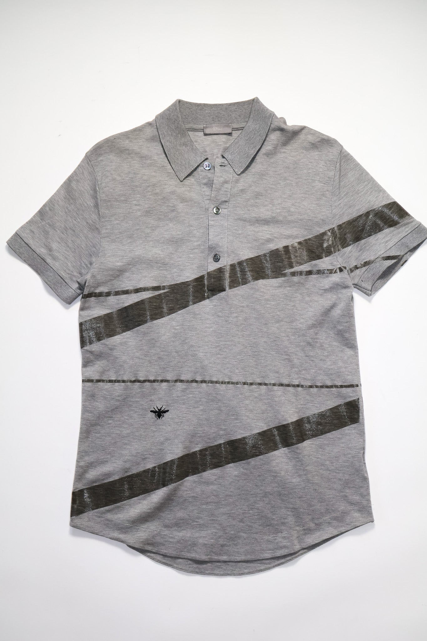 Dior Homme SS04 Coated Strip Polo Shirt