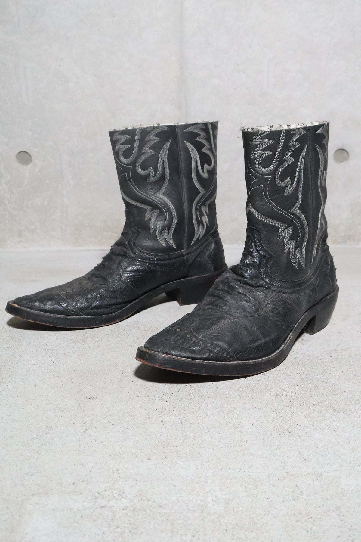 Number (N)ine AW08 Ostrich Leather Cowboy Boots